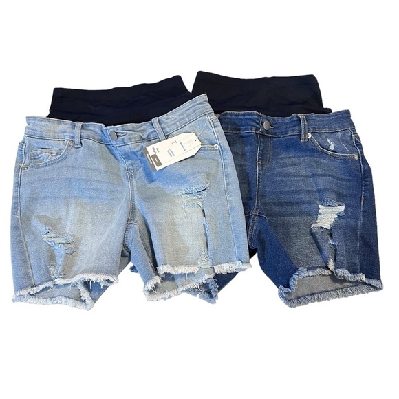 Time And Tru Maternity Comfort Stretch Distressed Denim Shorts Set of Two Size S - Picture 1 of 14